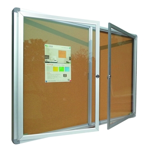 Enclosed Bulletin Board with Cork Surface and Aluminum Frame - 4 x 3' (feet)